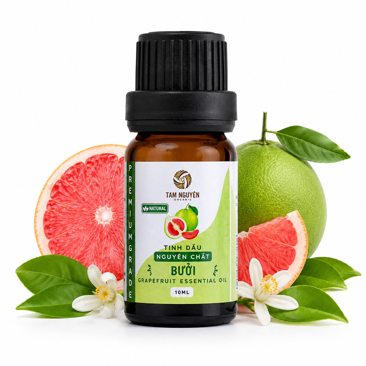Tinh Dầu Bưởi Nguyên Chất 10ml | Tam Nguyên Organic Tinh Dầu Bưởi Nguyên Chất Tam Nguyên Organic 10ml được chiết xuất từ vỏ bưởi bằng phương pháp ép lạnh. Hương thơm thanh mát tự nhiên, phù hợp khuếch tán, massage khi pha loãng và kết hợp trong quy trình chăm sóc tóc theo nhu cầu.